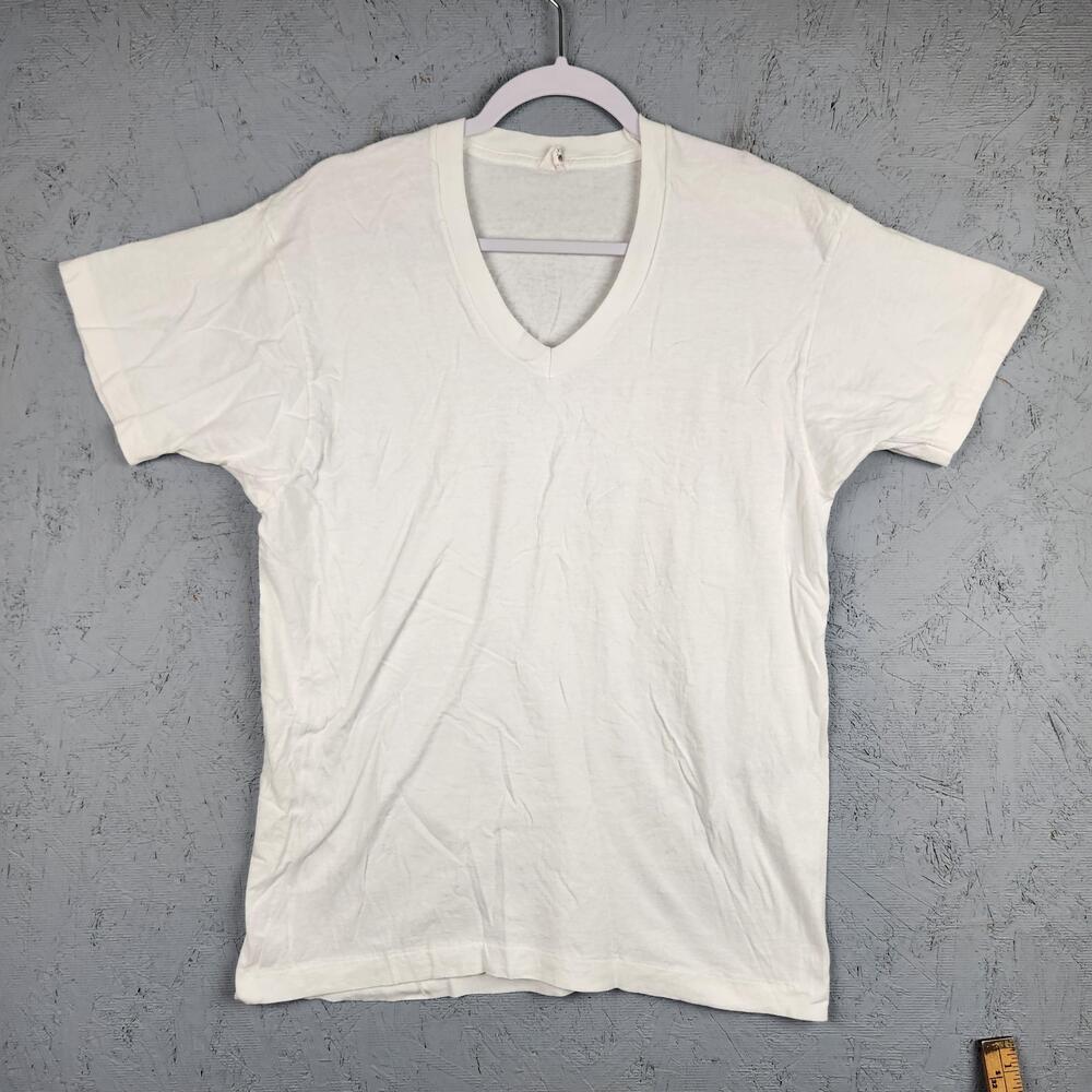 Vintage Fruit Of The Loom Shirt Mens XL White V Neck Blank Tee Made USA 90s